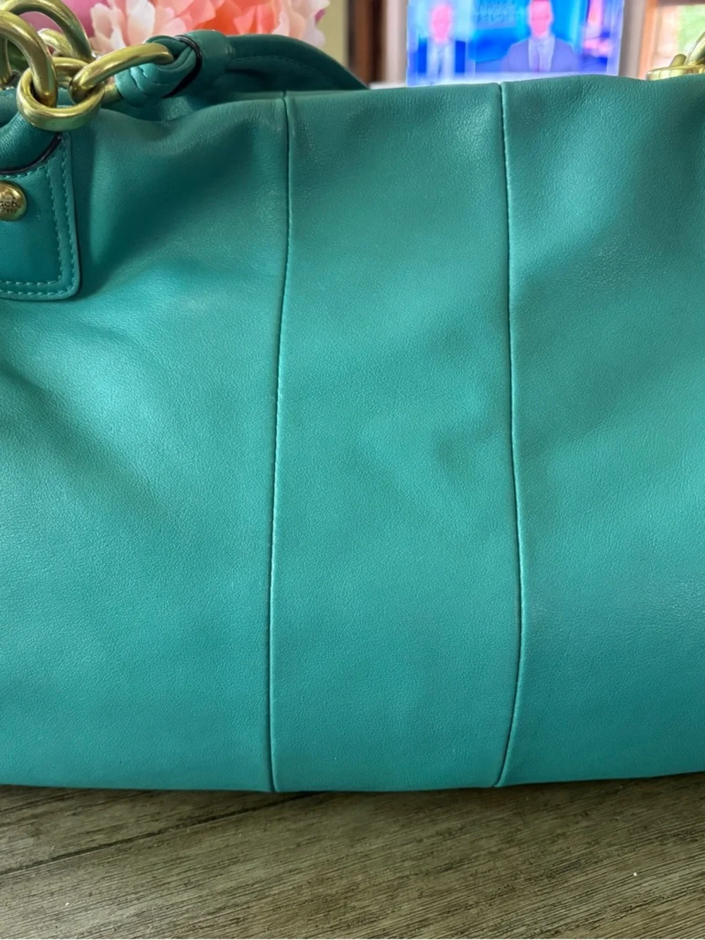 Coach Leather Purse Kristin #L1073-16814 Teal Color Bag Good Condition EUC - Picture 8 of 16